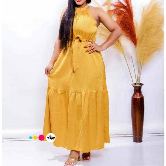 Perfee Cutout Grecian Neck Tied Back Dress main image 1